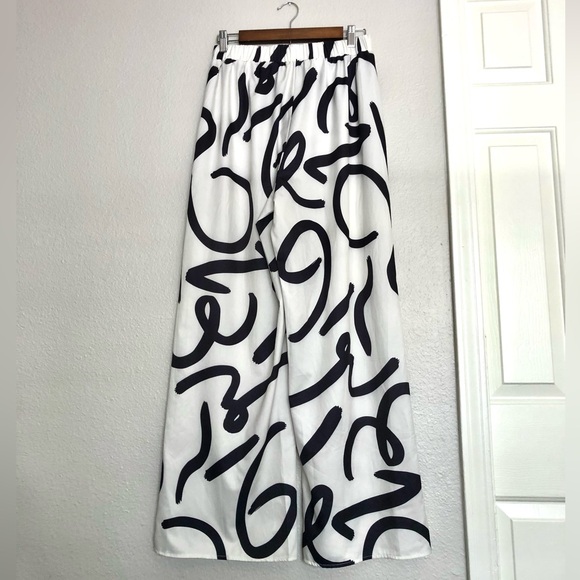 SHEIN Black and White Elastic Waist Wide-Leg Pants - Picture 10 of 10